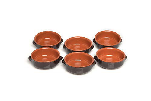Colì Maioliche e Terrecotte dal 1650 - Juego de 6 Cuencos Brunella con Asas, Terracota, marrón, 14 x 14 x 5 cm
