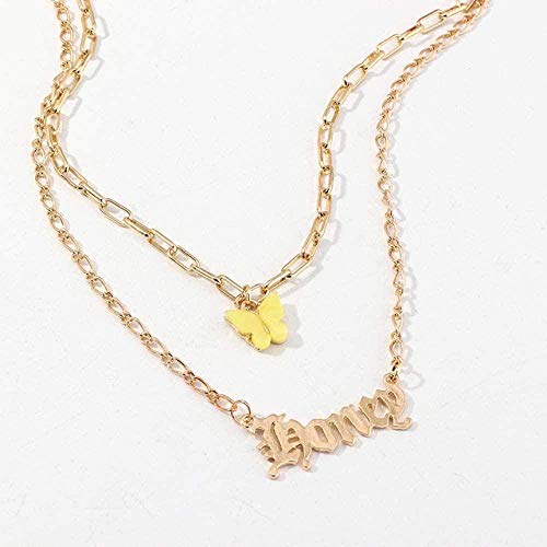 Collar, collar, lindo, mariposa, gargantilla, collar para mujer, estilo callejero, collar llamativo, collar de letras coreanas, joyería, regalos, collar, collar de regalo para mujeres, hombres