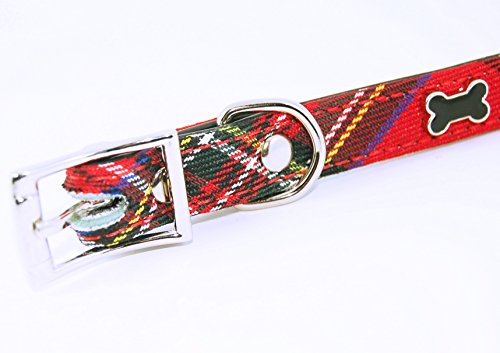 Collar pequeño de piel para perros Pet Palace® con diseño de tela escocesa, color azul, para «perrito escocés», para perros orgullosos de su patrimonio