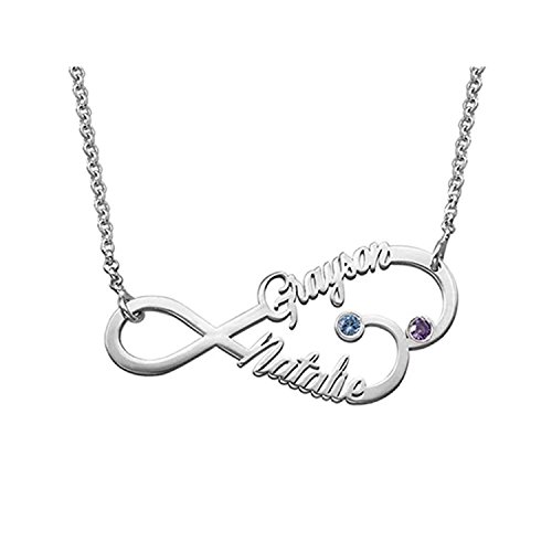 Collar Plata Colgante con Nombre Infinito Personalizados Regalo para Familia Cadena Más Extención