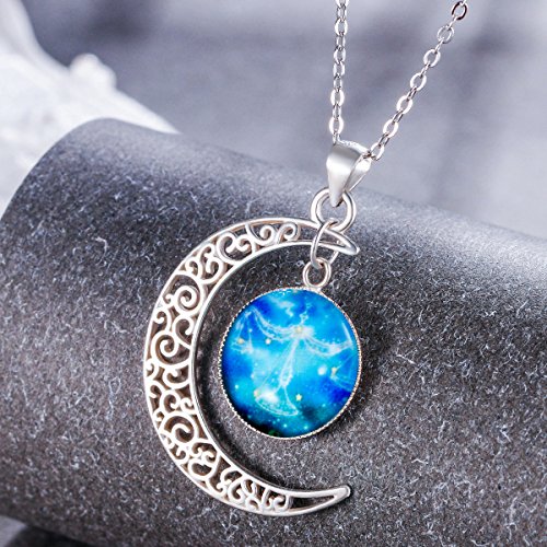 Collares Mujer - Serie de Constelación Clearine Forma Luna"Escorpio" Plata 925 para Novia Boda Fiesta Regalo