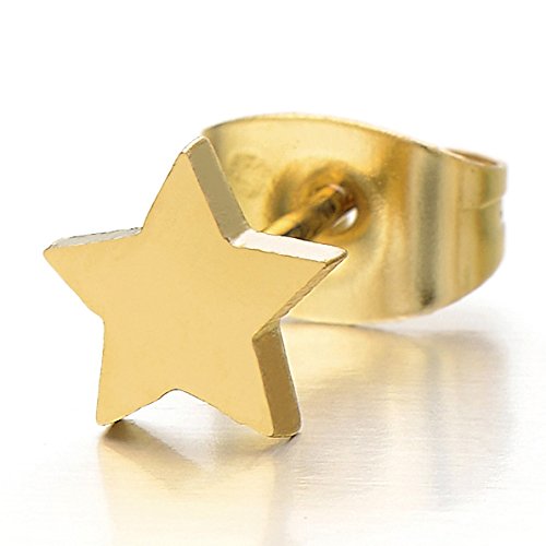 Color Oro Luna Estrella Pendientes de Mujer Niñas, Acero Inoxidable, 2 Piezas