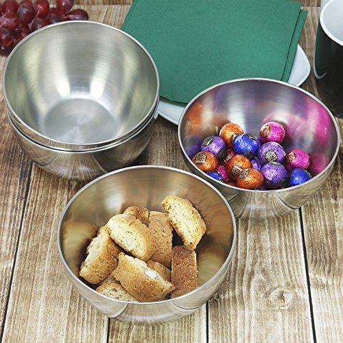 com-four® 4x cuencos de metal, que sirven para salsas, bocadillos y entrantes o postres