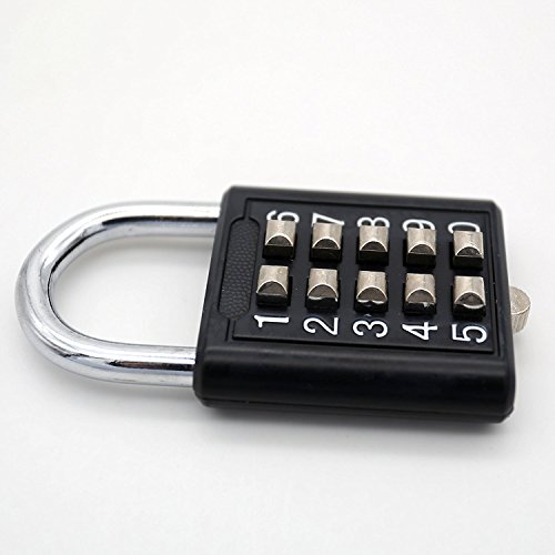Combinación de 10 botones candado 5 mecanismo de bloqueo ciegos mayores fijos gimnasio gabinete kit puerta candado gimnasio deportes escuela y casilleros para empleados cerco negro exterior hebilla