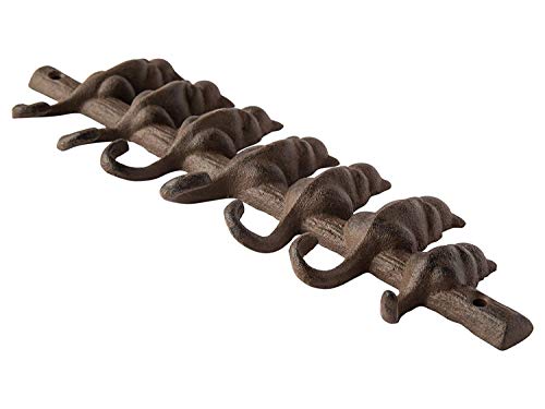 Comfify - Gancho de pared de hierro fundido de 7 gatos - Estante decorativo de gancho de pared de hierro fundido - Perchero de diseño vintage con 4 ganchos - Montado en la pared - con tornillos y anclas - Marrón