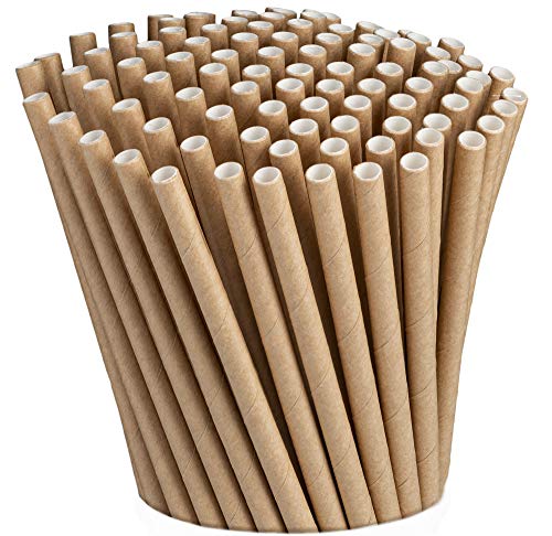 Comfy Package [Pack de 200] - Pajitas de Papel Kraft 100 % biodegradables contienen Tinta