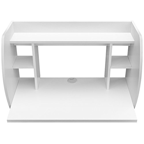 COMIFORT Escritorio Colgante - Mesa de Pared con Librería de Estructura Firme, Moderna y Minimalista con Baldas Espaciosas y de Gran Capacidad, Color Blanco