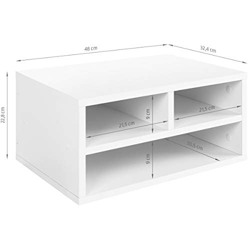 COMIFORT Soporte para Impresora- Funcional Elevador para Fax con Estantes de Gran Capacidad, Muy Resistente, de Estilo Moderno y Minimalista, Color Blanco