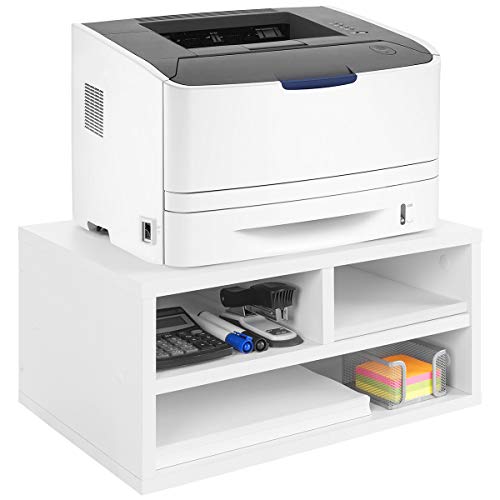 COMIFORT Soporte para Impresora- Funcional Elevador para Fax con Estantes de Gran Capacidad, Muy Resistente, de Estilo Moderno y Minimalista, Color Blanco