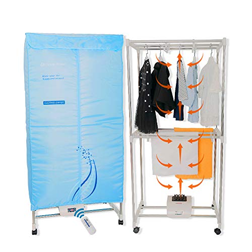 Concise Home Secador eléctrico 1000 W de Gran Capacidad 15 kg Doble de Acero Inoxidable Control Remoto Ahorro de energía Ropa húmeda de Interior Aire Caliente Secado Armario