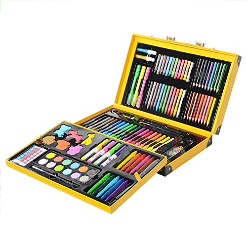 Conjunto Arte CONDA Deluxe en Maletín, Para Niños o Adultos -Set Material Escolar – 159 piezas, incluye lápices de colores, pasteles de óleo, acuarelas, pinceles para pintar