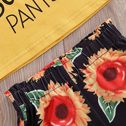 Conjunto de 2 piezas de ropa de bebé niña pequeña Miss Sassy pantalones chaleco sin mangas camisetas tops de girasol pantalones cortos para bebé Amarillo amarillo 2-3 Años