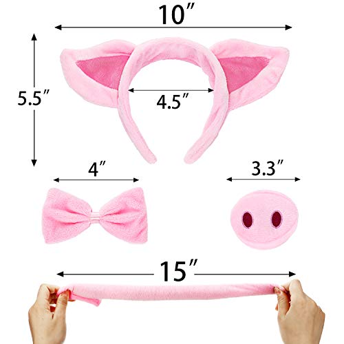 Conjunto de Traje Cerdo Orejas Cerdo Nariz Cola y Pajarita Cerdo Rosa Kit de Disfraces de Disfraces Accesorios para Niños