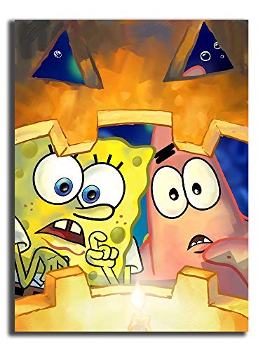 Coobal Halloween Bob Esponja Pinturas Pintadas a Mano Obra de Arte Abstracta Arte para la Pared del Hogar 61 x 91 cm