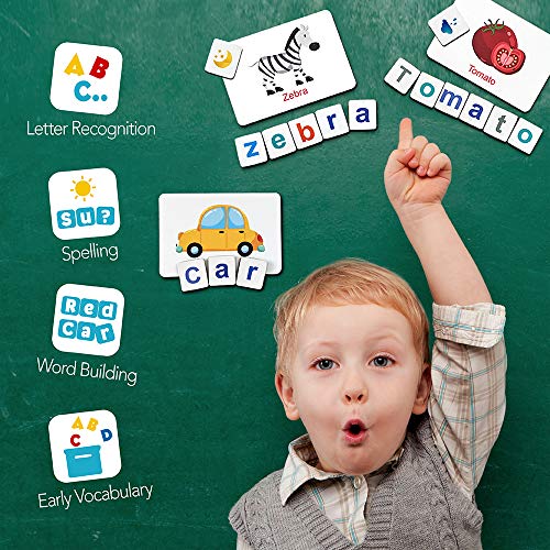 Coogam Letras y números magnéticos de Madera Juguetes, Nevera ABC Alfabeto Palabra Tarjetas de Vocabulario Ortografía Cuenta Juego Aprendizaje Mayúsculas Minúsculas Matemáticas para 3 4 5 años