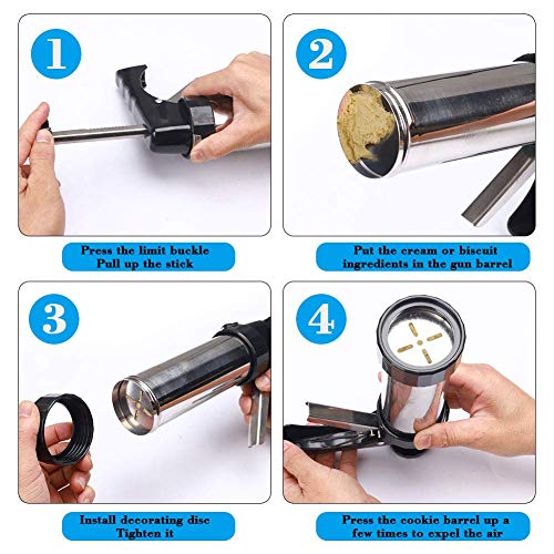Cookie Press Gun, Cookie Maker Press Gun Kit MasterClass Set para hacer galletas y glaseado para decoraciones de pasteles (22 piezas)