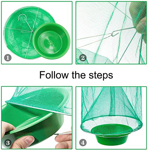 COOTA Trampa para Moscas Colgantes Ranch al Aire Libre, 4 Pcs la Trampa de Moscas ReutilizableTrampa para Moscas