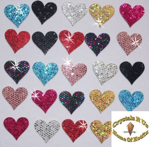 Corazones de lentejuelas para planchar, 20 mm, 48 unidades