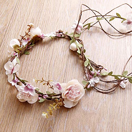 Corola De La Flor del Tocado De Novia Corona Corona, Tocado Velo, Adornos para El Pelo Fotografía De La Boda Fiesta De Armadura De La Rota,Beige