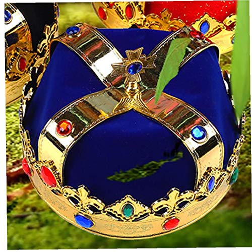Corona De Rey Para Los Niños De Vestir Sombreros Oro Del Rey De La Corona De Cosplay Traje De Accesorios De Halloween Sombreros Sombreros Del Partido (Azul)