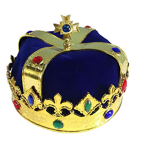 Corona De Rey Para Los Niños De Vestir Sombreros Oro Del Rey De La Corona De Cosplay Traje De Accesorios De Halloween Sombreros Sombreros Del Partido (Azul)