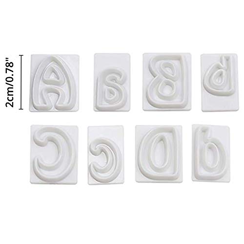 Cortador de Galletas Letras (64 piezas) - Plástico de Sin BPA Moldes Galletas A a Z (2cm), 26 las Mayúscula, 26 las Minúsculas y 12 Símbolos para Decoración de Pasteles, Galletas