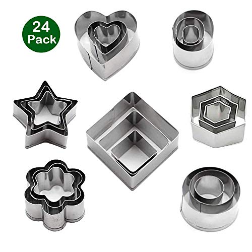 Cortador de Galletas, Molde Galletas, 24 Piezas Moldes Cocina,Cortadores de Repostería, Acero Inoxidable Moldes,para Cocina, Hornear, Dulces Caseros