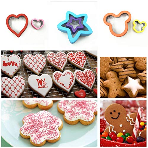 Cortador de Galletas Sándwich Acero Inoxidable 32 Piezas, Mickey Mouse Dinosaurio Estrella Forma de Corazón y Cortador de Frutas Verduras para Niños (32 PCS)