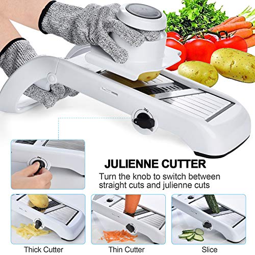Cortador de mandolina ajustable estilo coreano por Harcas. Lo mejor para cortar alimentos, frutas y verduras. Cortador de juliana de grado profesional
