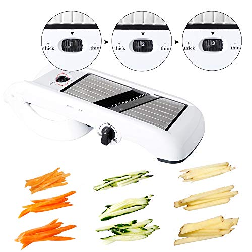 Cortador de mandolina ajustable estilo coreano por Harcas. Lo mejor para cortar alimentos, frutas y verduras. Cortador de juliana de grado profesional