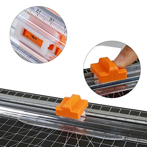 Cortador de papel A4 de titanio, herramienta para álbumes de recortes con protección automática de seguridad y regla lateral para etiquetas de papel, corte estándar de 12 pulgadas, color negro