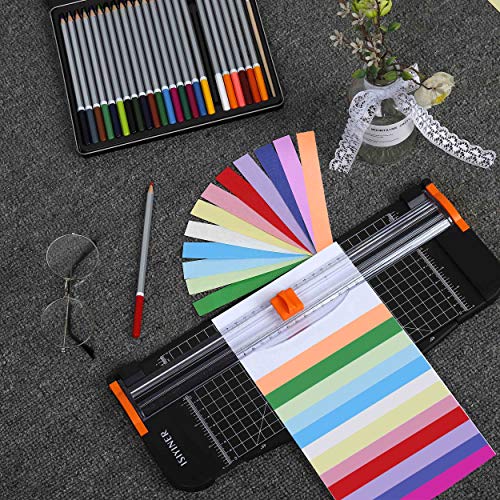Cortador de papel A4 de titanio, herramienta para álbumes de recortes con protección automática de seguridad y regla lateral para etiquetas de papel, corte estándar de 12 pulgadas, color negro