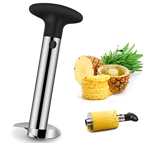 Cortador de Piña y pelador de piña de Acero Inoxidable, Herramienta para el hogar y la Cocina con Cuchilla Afilada para Anillos de Frutas dicadas, [Mejorada, Reforzada, Gruesa]