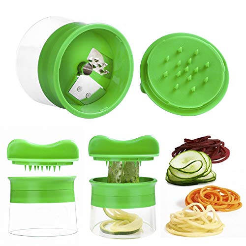 Cortador de Verduras - Cortador en espiral Rallador y Cortador Manual Utensilio con 3 Cuchillas para Cortador de Pepinos Rallador de Zanahorias Rallador de Espiral