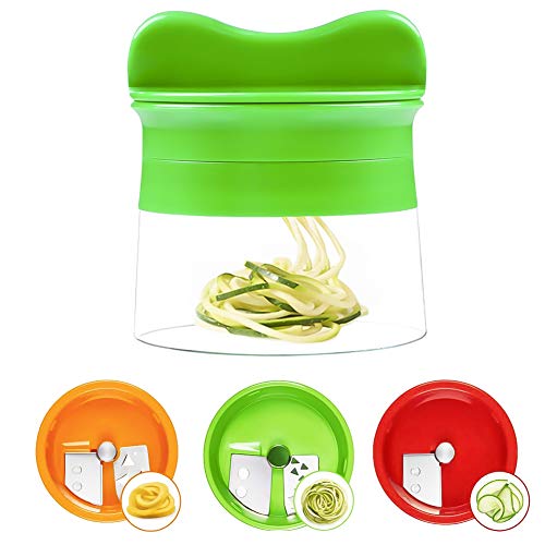 Cortador de Verduras - Cortador en espiral Rallador y Cortador Manual Utensilio con 3 Cuchillas para Cortador de Pepinos Rallador de Zanahorias Rallador de Espiral