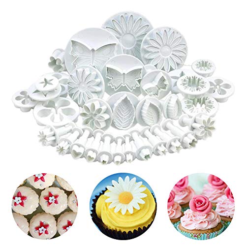 Cortador Fondant Expulsor para Fondant Tarta ZSWQ-Set de moldes para fondant,Cortadores Fondant Para Decorar Pasteles, Fondant, Galletas De Jarabe,Galletas, Azúcar, Chocolat(33 piezas)