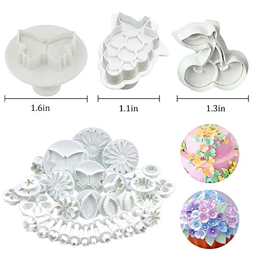 Cortador Fondant Expulsor para Fondant Tarta ZSWQ-Set de moldes para fondant,Cortadores Fondant Para Decorar Pasteles, Fondant, Galletas De Jarabe,Galletas, Azúcar, Chocolat(33 piezas)