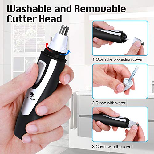 Cortapelos Nariz y Oreja - 2020 Profesional Nose Hair Trimmer sin Dolor Cuchillas de Acero Inoxidable Afeitadora para Nariz Oído y Pelo Facial Cabeza Desmontable Lavable(Negro)