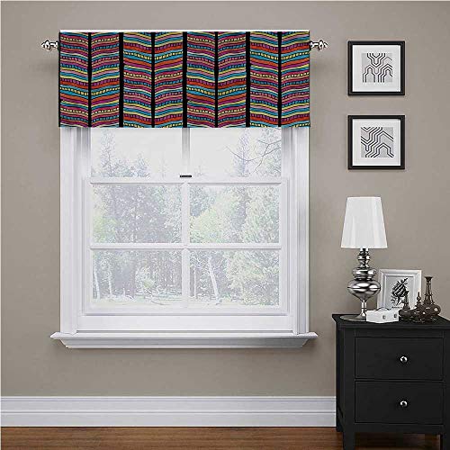 Cortina de ventana con cenefa abstracta, colorida hoja arco iris con bolsillo para barra de ventana, cenefa para sala de estar/cocina/dormitorio, 137 x 45 cm
