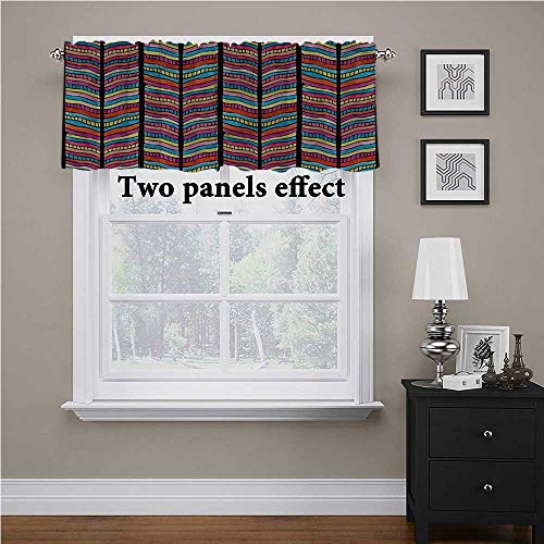 Cortina de ventana con cenefa abstracta, colorida hoja arco iris con bolsillo para barra de ventana, cenefa para sala de estar/cocina/dormitorio, 137 x 45 cm