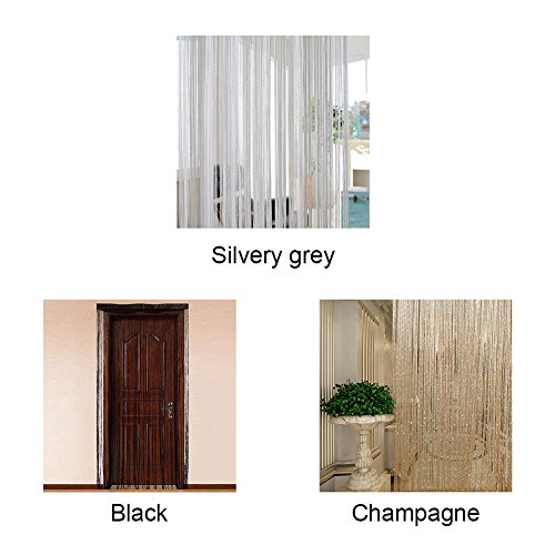 Cortinas con forma de anillo, color plateado, con borlas y bandas de hilo, para separar ambientes, puertas y ventanas, dorado, 200cm*100 cm