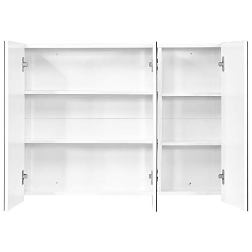 COSTWAY Baño Armario con Espejo de Pared Estante Gabinete para Toalla Cepillo de Mueble Organizador