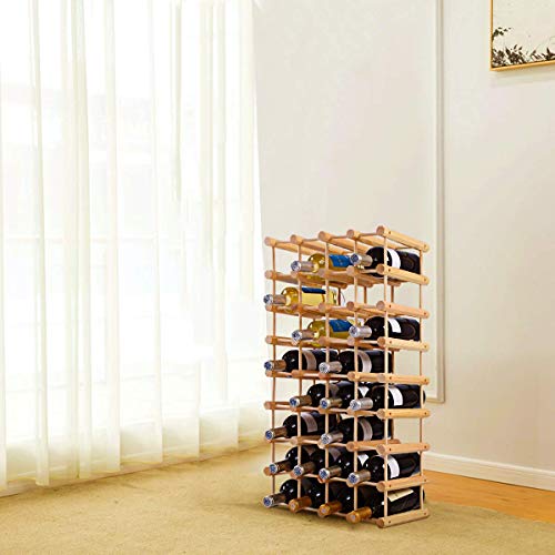 COSTWAY Botellero para 40 Botellas Madera Estante Porta Vino Vitrina Organizador de Vino
