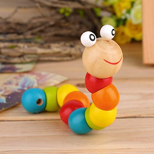 Cosye Gusano Ondulado retorcido de Madera sensorial Multicolor niños niños niños niñas Juguete Gusano sensorial Madera Colorida Gusano