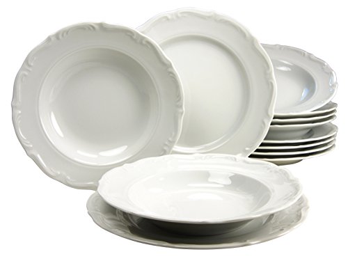 Creatable Maria Theresia - Vajilla, 12 piezas, blanco
