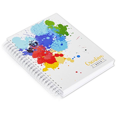 Creative Deco 2 x A4 Blocs de Dibujo Cuaderno Libreta | Total de 400 páginas | Set de 170 gsm con Cubierta Dura Espiral Dibujar Pintar Esbozar Colorear y como Material Escolar