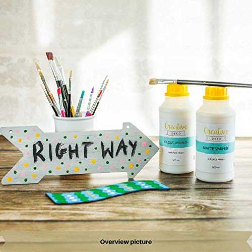 Creative Deco Barniz Mate | 500 ml Botella | Acabado Superficial a Base de Agua | Laca Incolora Permanente | Uso Interior y Exterior Decoupage, Bricolaje, Proyectos Artesanales