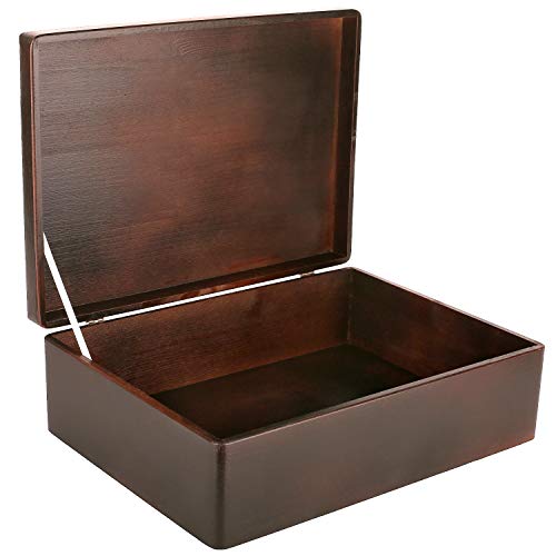 Creative Deco XL Marrón Grande Caja de Madera para Juguetes | 40 x 30 x 14 cm (+/-1cm) | con Tapa Cofre para Decorar | para Almacenar Documentos, Objetos de Valor, Herramientas