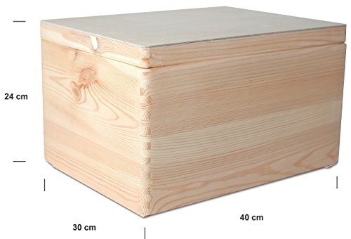 Creative Deco XXL Grande Caja Madera para Decorar con Tapa | 40 x 30 x 24 cm (+/-1cm) | Decoracion Almacenaje Herramientas Fruta Decoupage Documentos Objetos de Valor Juguetes