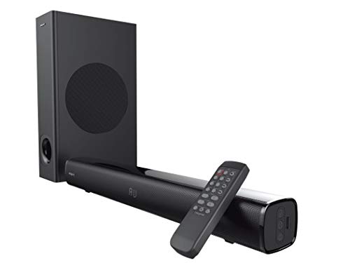 CREATIVE Stage 2.1 - Barra de Sonido con subwoofer para TV, Ordenador y Pantallas de Ultrawidee, Bluetooth/Entrada óptica/TV ARC/AUX, Mando a Distancia y Kit de Montaje en Pared